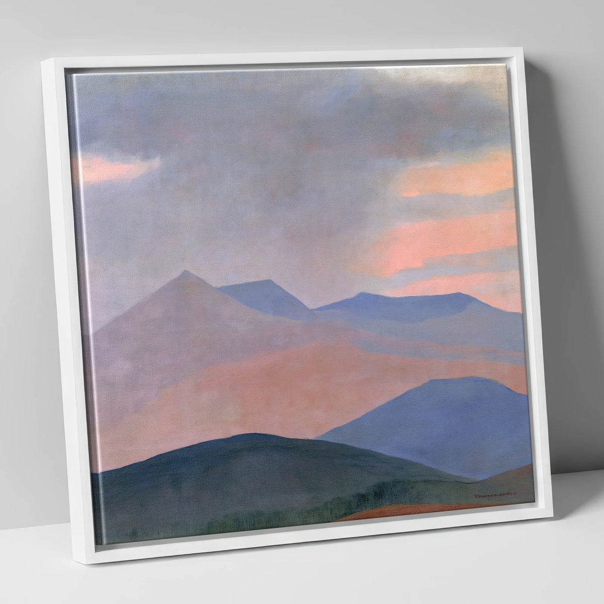 Storm Clouds Over Pastel Fells lake district sky canvas wall art in white frame