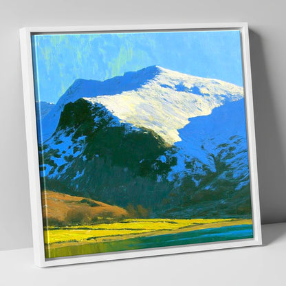 Winter Sunlight on Watson's Dodd lake district fell canvas wall art in white frame