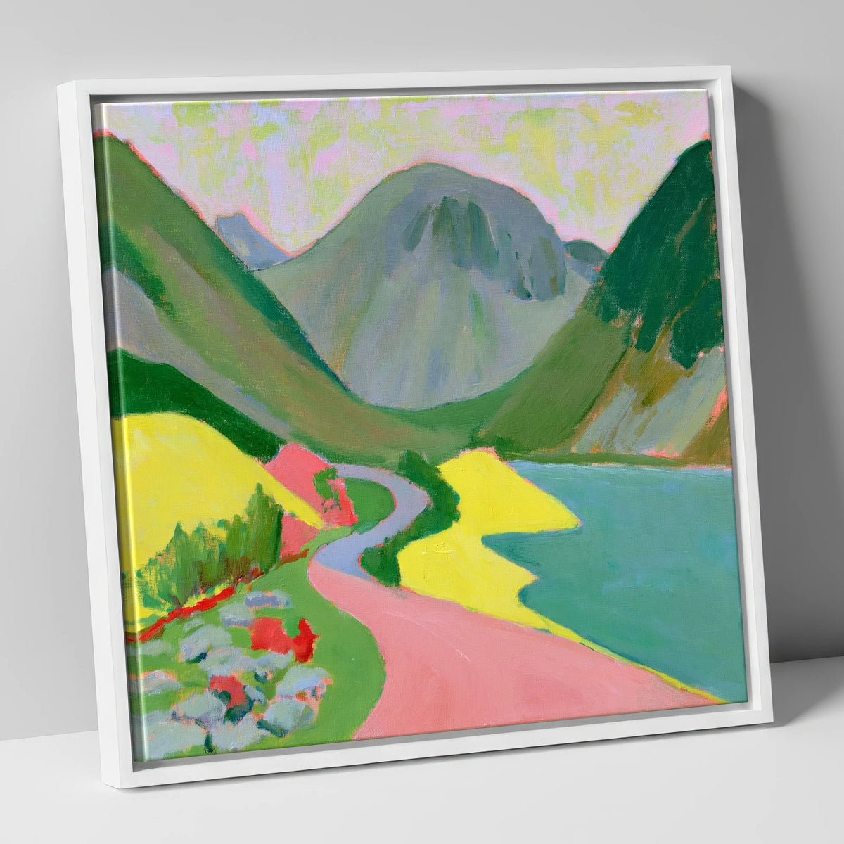 Great Gable in Vivid Colour lake district fell canvas wall art in white frame