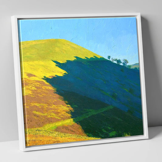 Sunlight and Shadow on Fellbarrow lake district fell canvas wall art in white frame