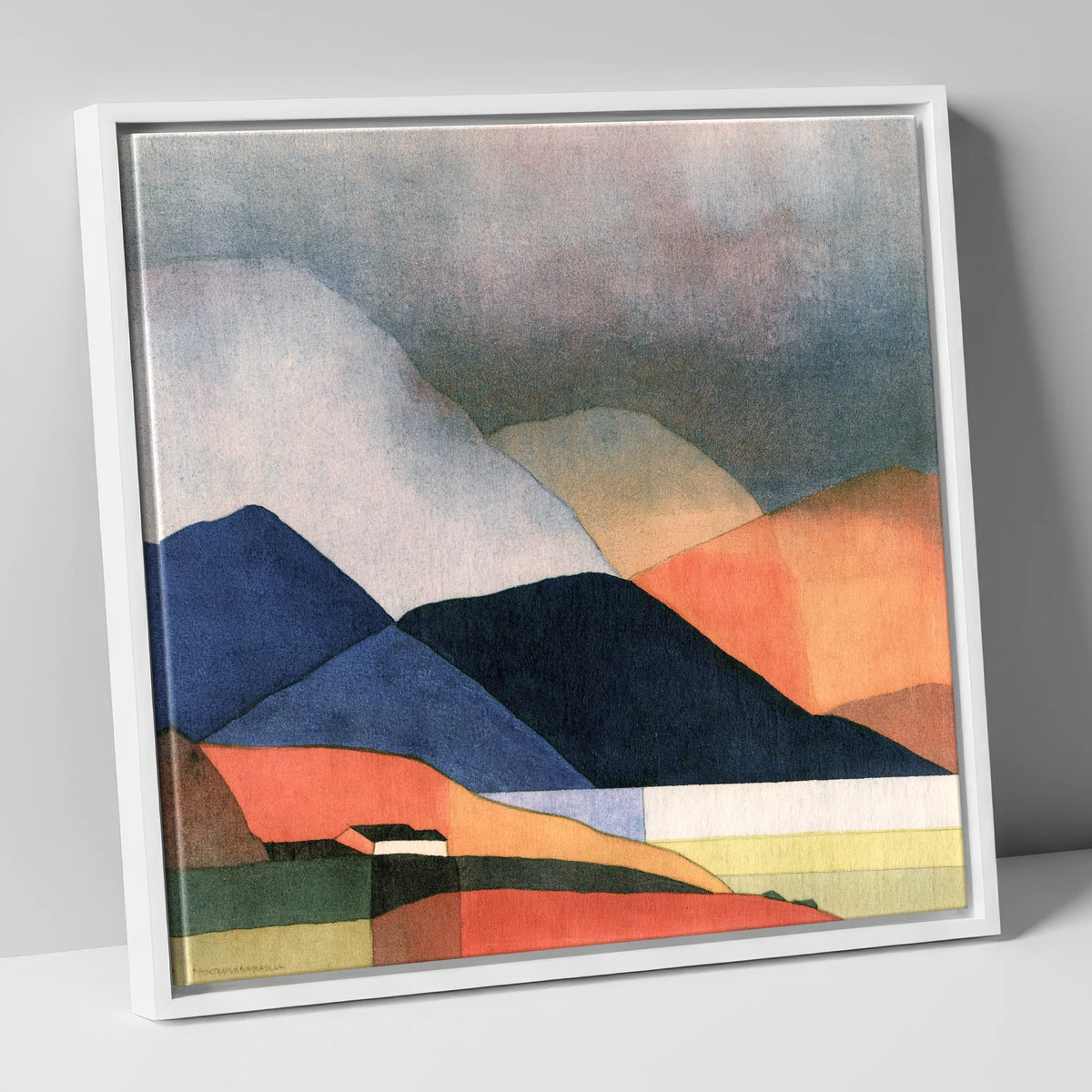 Indigo Fells Under Stormy Skies lake district sky canvas wall art in white frame