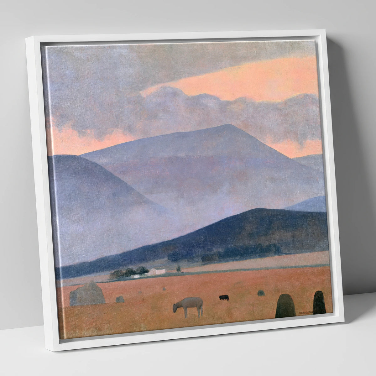 Pastel Storm Over the Fells lake district sky canvas wall art in white frame