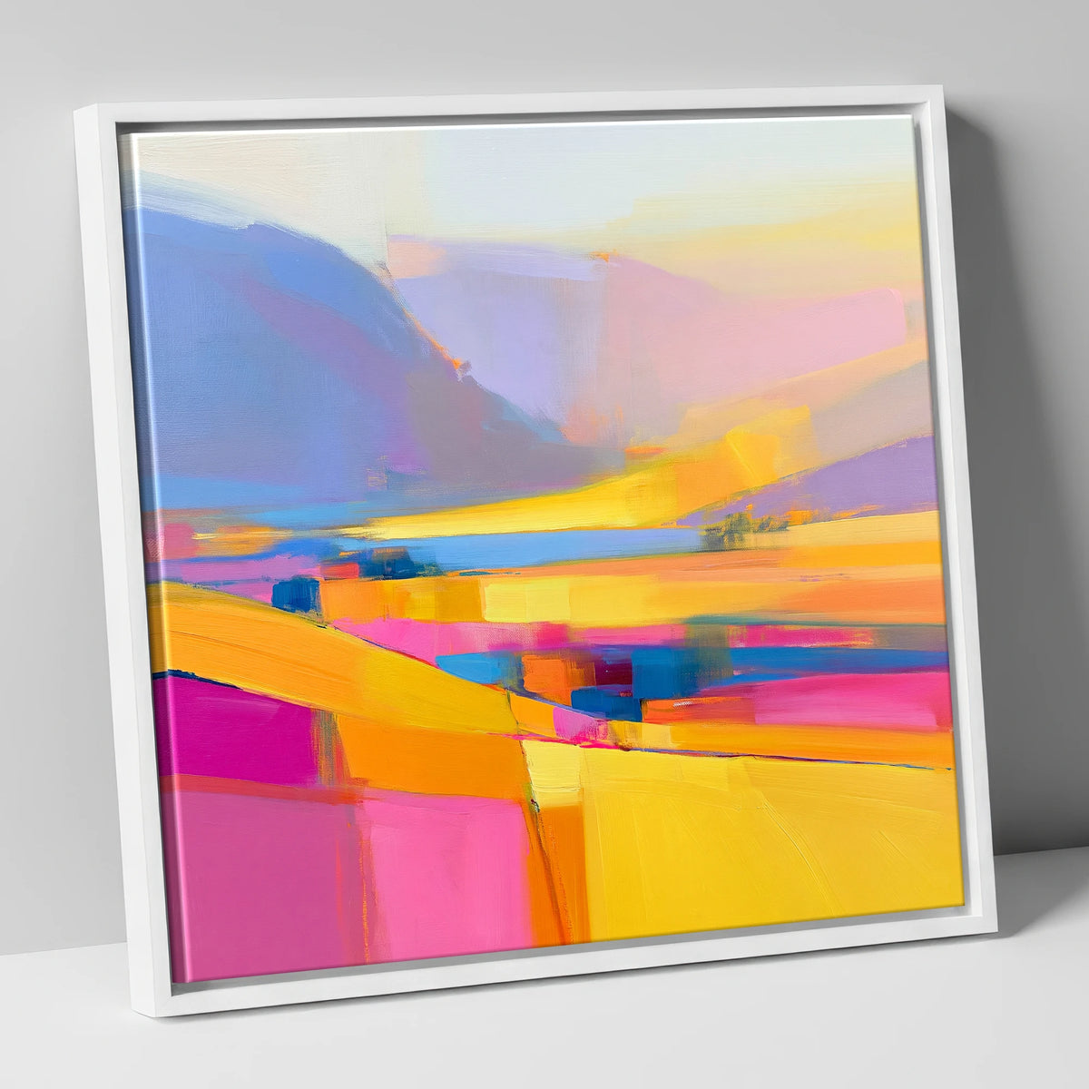 Vivid Lake District Dale Fields lake district valley canvas wall art in white frame