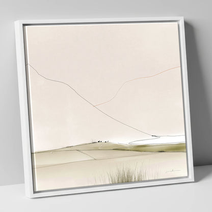 Minimalist Patchwork Fields in a Dale lake district valley canvas wall art in white frame