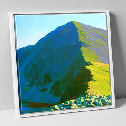 Sunlit Ridge of Ill Bell lake district fell canvas wall art in white frame