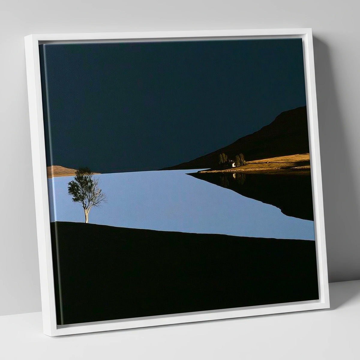Dark Sky Lake District Sunset lake district lake canvas wall art in white frame