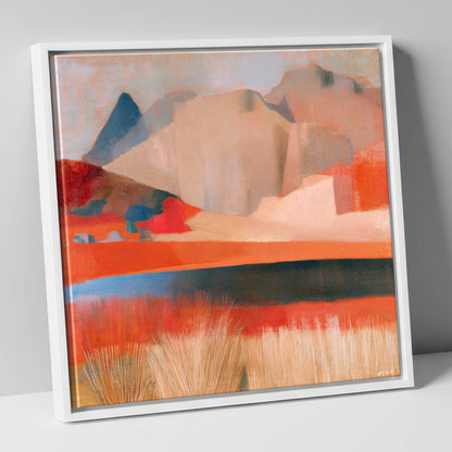Stickle Tarn in Warm Terracotta lake district fell canvas wall art in white frame