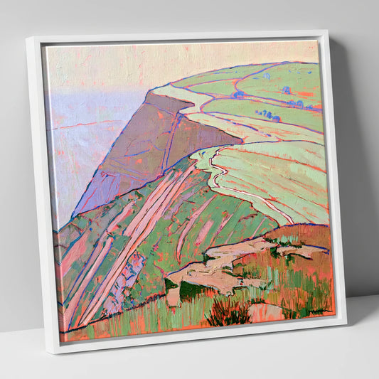 Mountain Ridge in Vivid Colour lake district fell canvas wall art in white frame