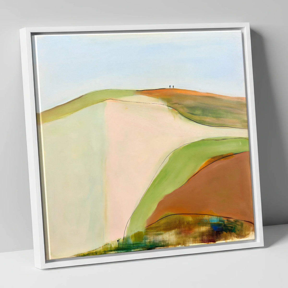 Contemporary Fell Top Walk lake district fell canvas wall art in white frame