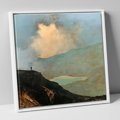 Golden Cloud Break Above Helvellyn lake district fell canvas wall art in white frame