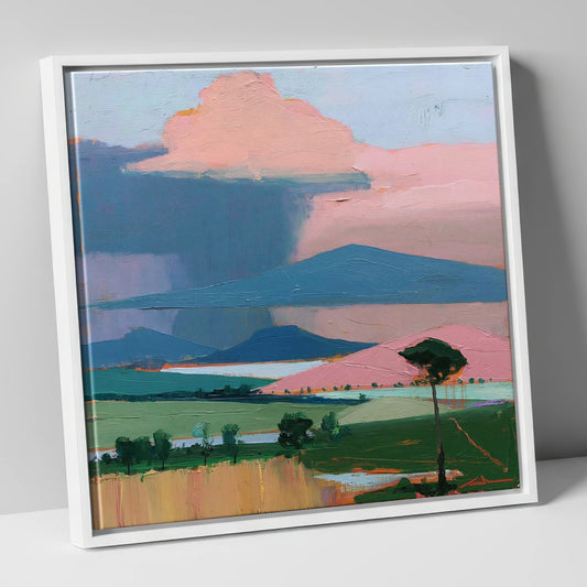 Teal Storm Over Lakeland Fells lake district sky canvas wall art in white frame