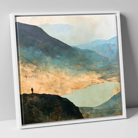 Westmorland Cairn Silhouette Over Wasdale lake district fell canvas wall art in white frame