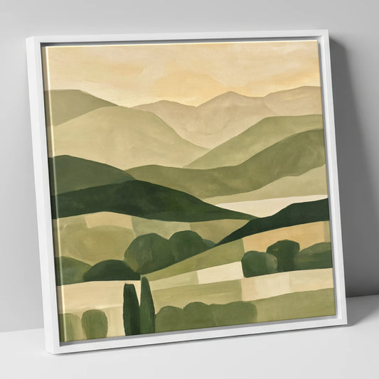 Golden Light Over Layered Fells lake district sky canvas wall art in white frame