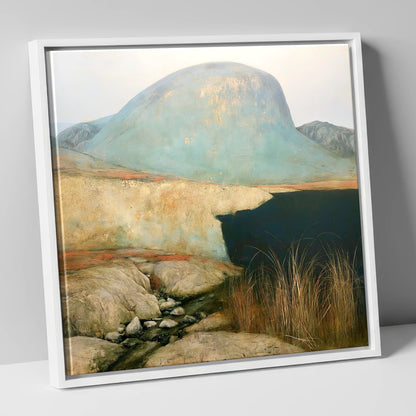 Dark Waters of Styhead Tarn lake district fell canvas wall art in white frame
