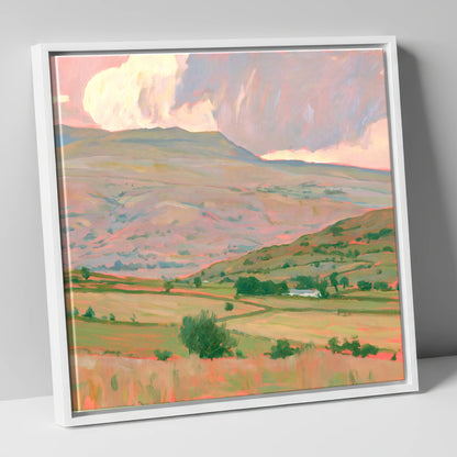 Pastel Storm Clouds Over Fells lake district sky canvas wall art in white frame