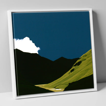 Sunlit Fell Under Storm Cloud lake district sky canvas wall art in white frame