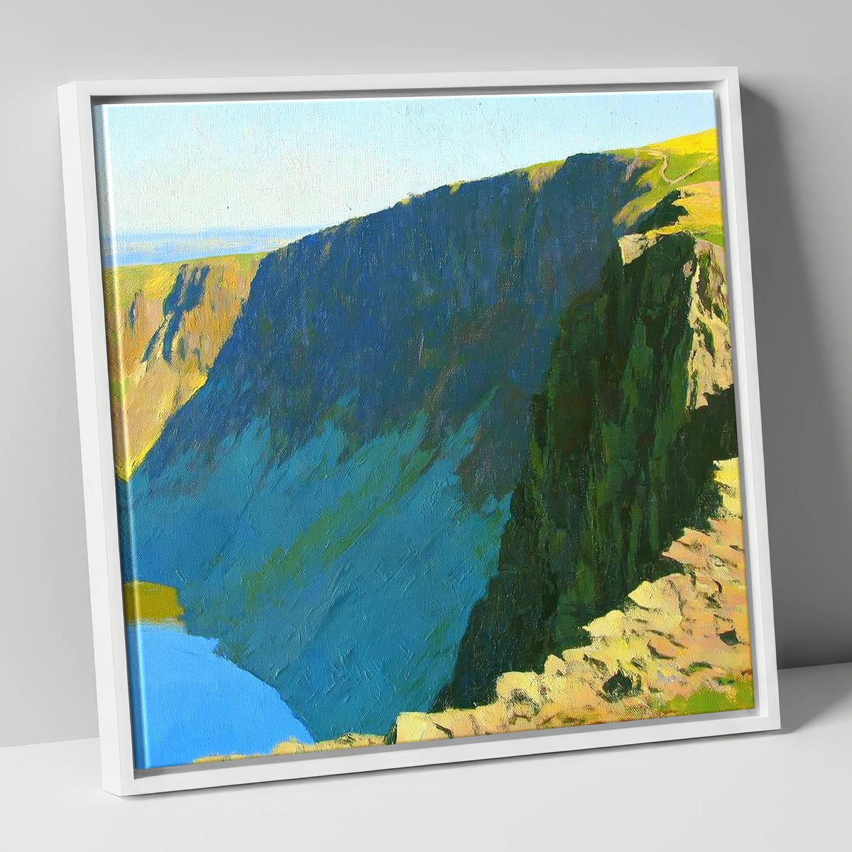 Scoat Fell Crags Vibrant Shadows lake district fell canvas wall art in white frame