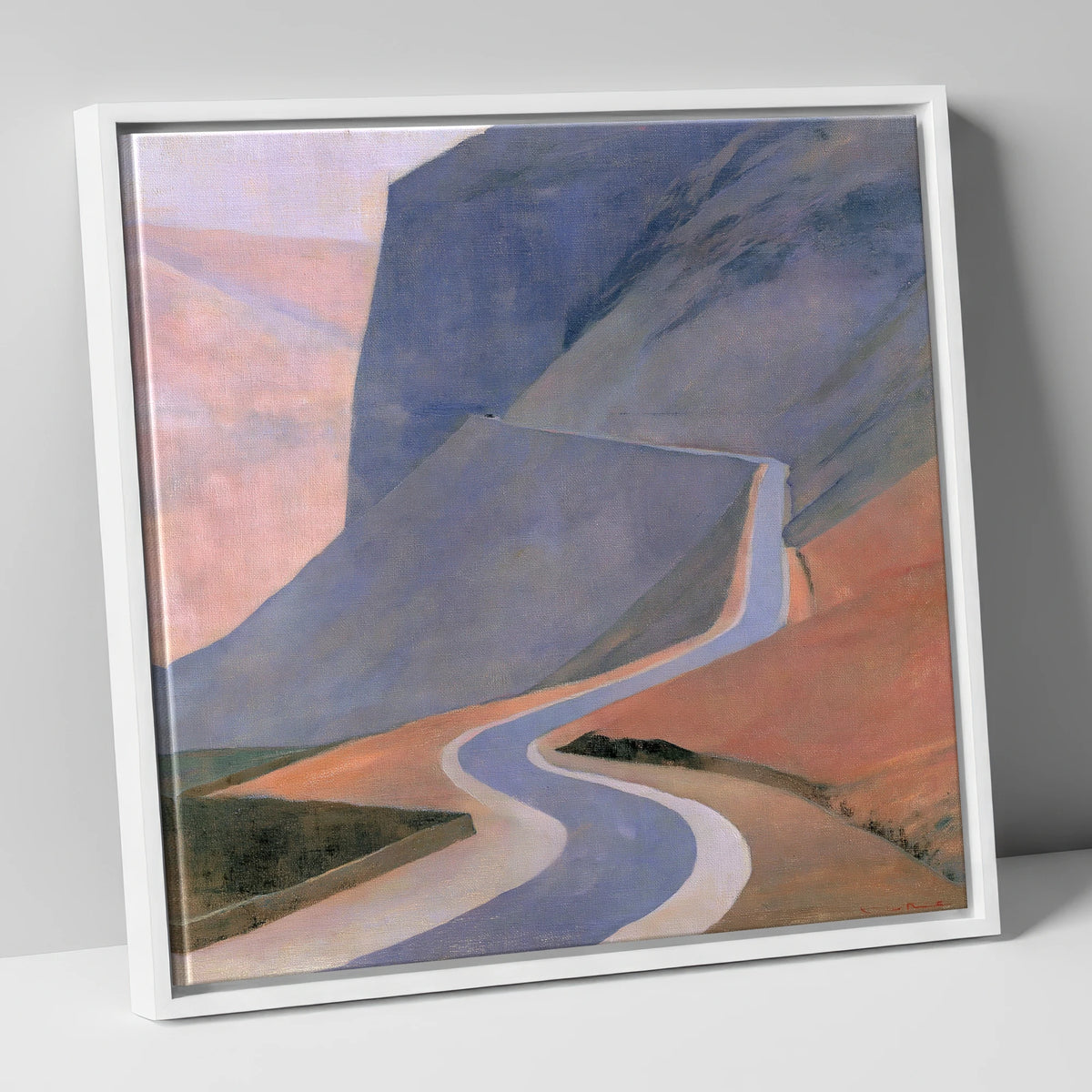 Sweeping Fell Road at Dusk lake district valley canvas wall art in white frame
