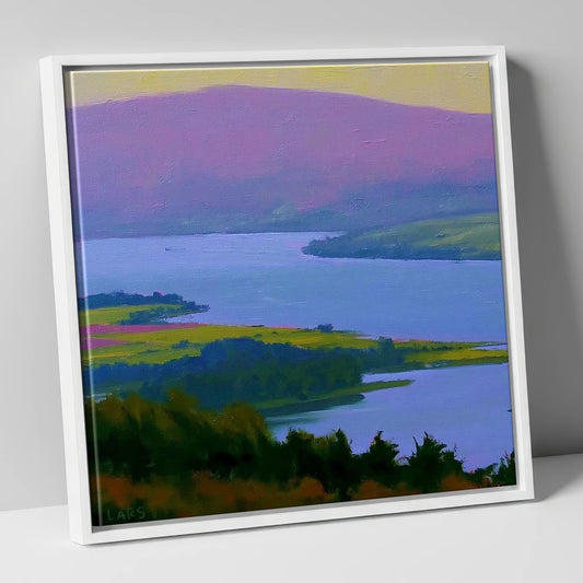 Vibrant Fells Above Bassenthwaite Lake lake district lake canvas wall art in white frame