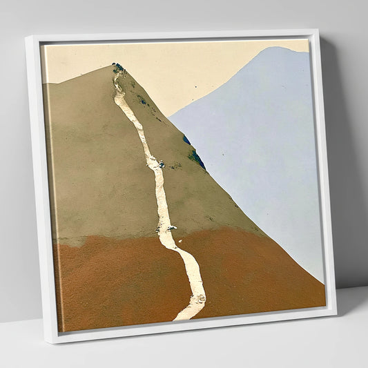 Cat Bells Pale Ridge Path lake district fell canvas wall art in white frame