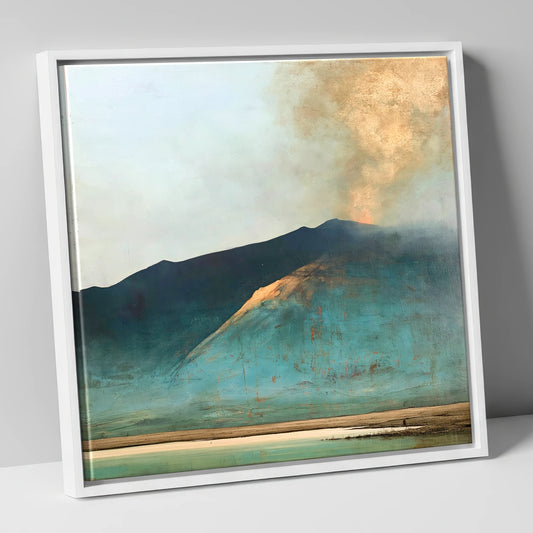 Golden Light on Blencathra Ridge lake district fell canvas wall art in white frame