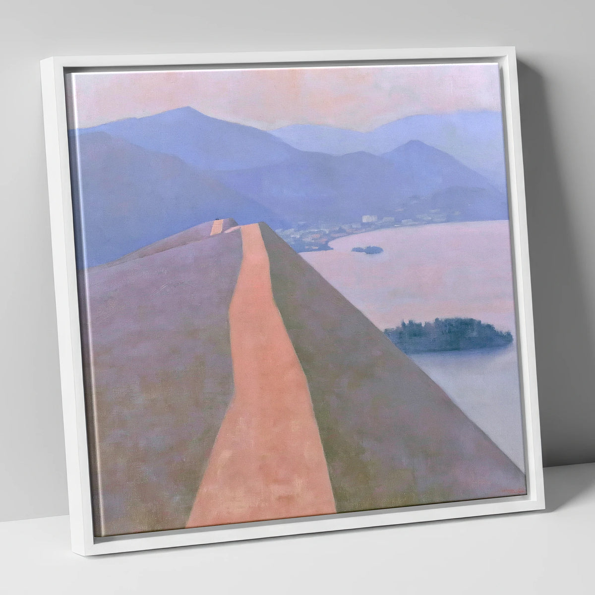 Cat Bells Path Above Derwentwater lake district fell canvas wall art in white frame