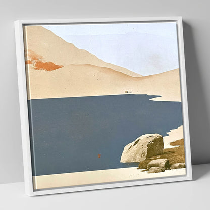 Slate Waters of Easedale Tarn lake district lake canvas wall art in white frame