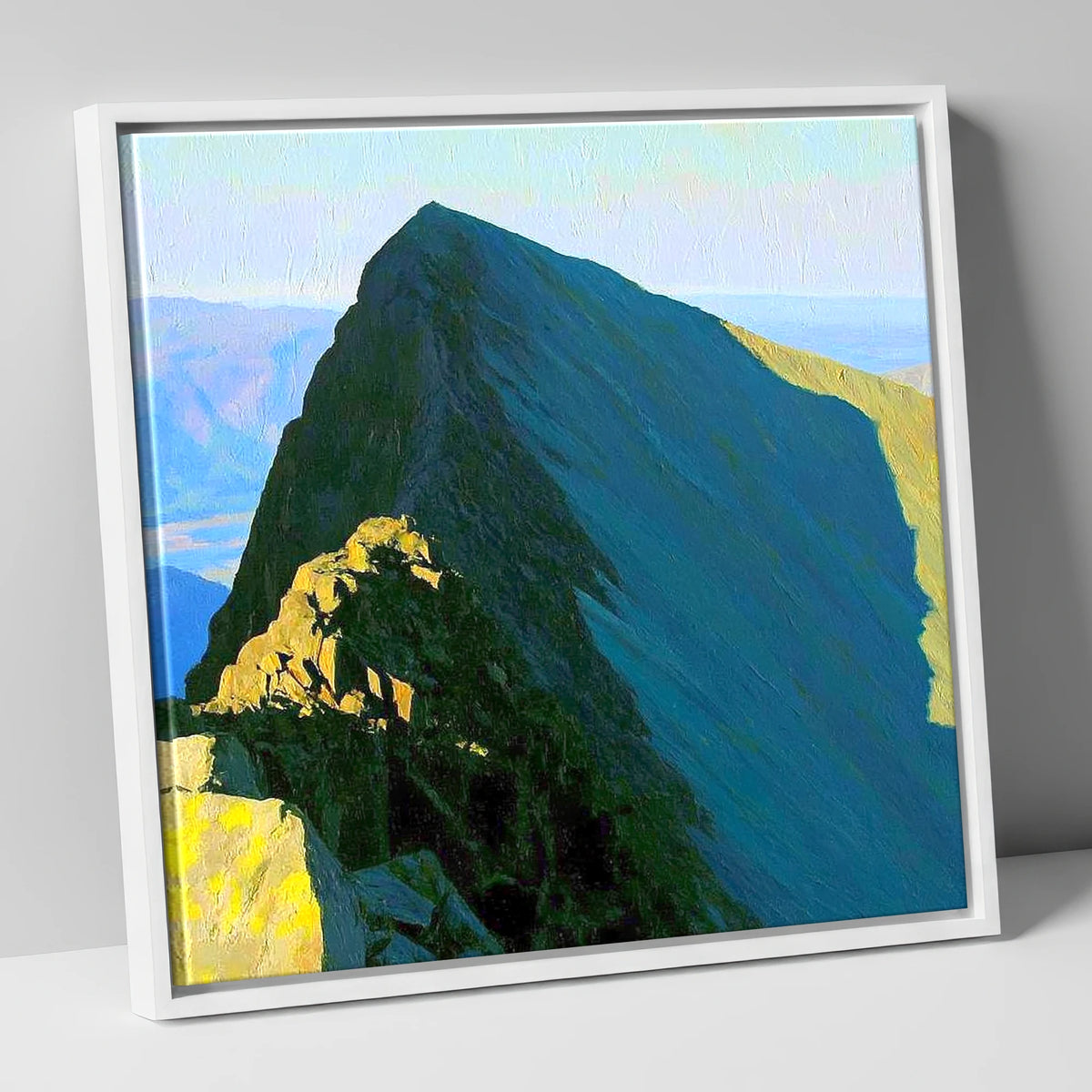 Steeple Peak in Dramatic Light lake district fell canvas wall art in white frame
