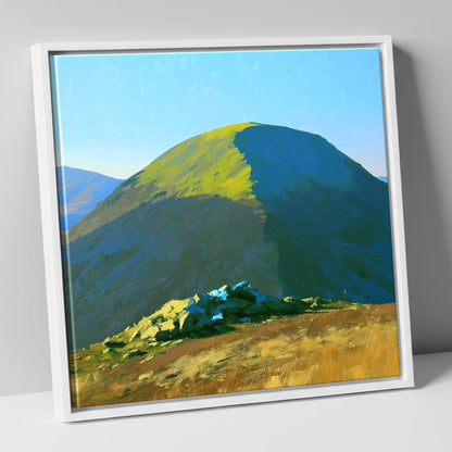 Sunlit Dome of Rest Dodd lake district fell canvas wall art in white frame