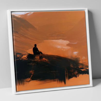 Innominate Tarn in Amber Light lake district fell canvas wall art in white frame