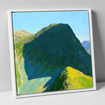 Sunlit Ridge on High Raise lake district fell canvas wall art in white frame