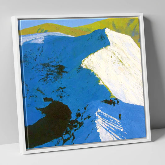 Striding Edge in Winter Snow lake district fell canvas wall art in white frame