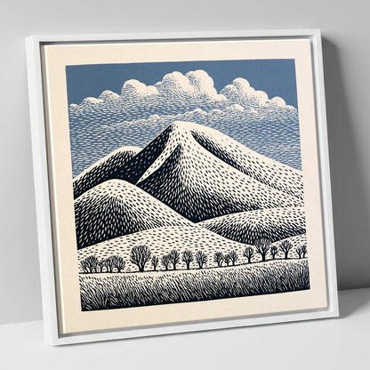 Skiddaw Mountain Beneath Patterned Clouds lake district fell canvas wall art in white frame