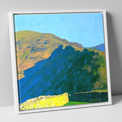 Grange Fell Ridge Bold Shadows lake district fell canvas wall art in white frame