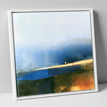 Patchwork Fields Under Indigo Skies lake district valley canvas wall art in white frame