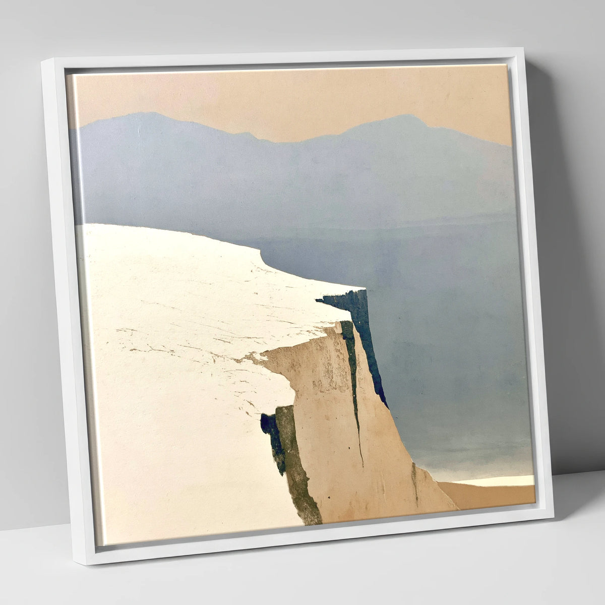 Snowy Fell Edge and Distant Peaks lake district fell canvas wall art in white frame