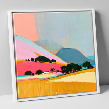 Vibrant Fells Under Storm Clouds lake district sky canvas wall art in white frame