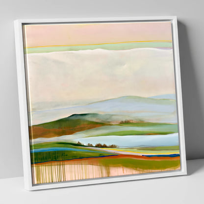 Layered Rolling Fells Under Cloud lake district fell canvas wall art in white frame
