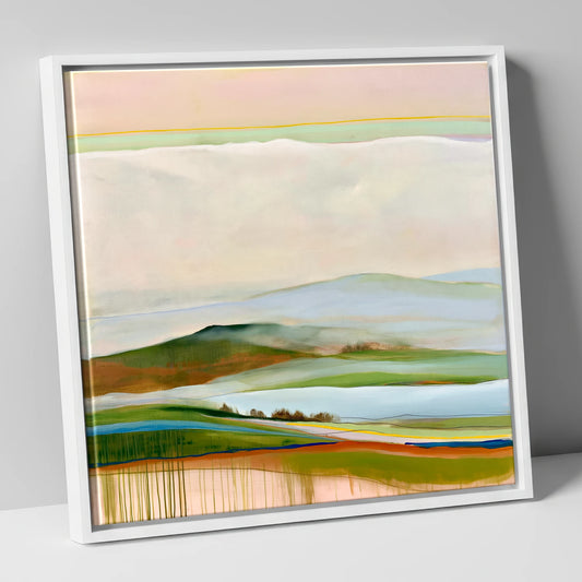 Layered Rolling Fells Under Cloud lake district fell canvas wall art in white frame