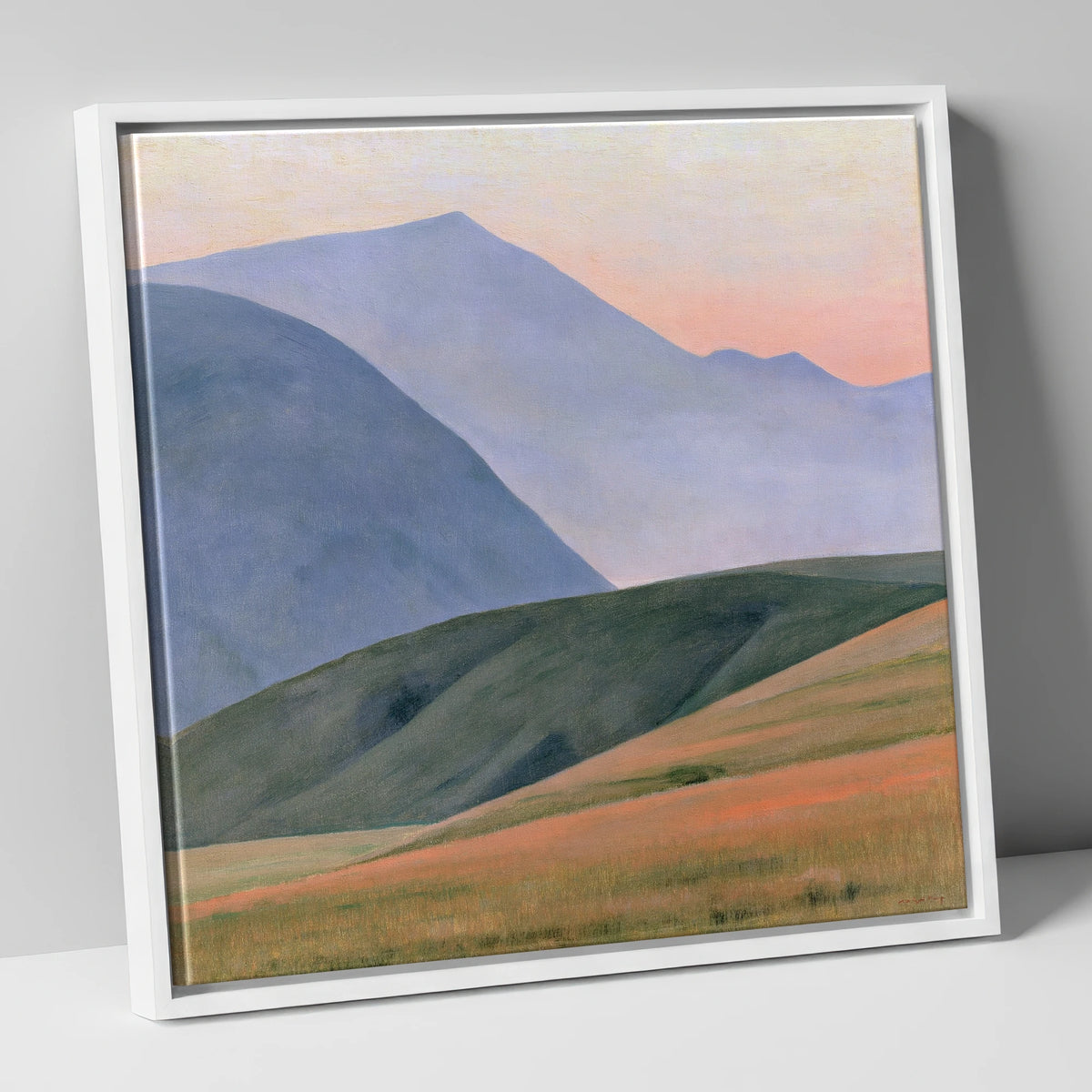 Rolling Fells in Pastel Light lake district fell canvas wall art in white frame