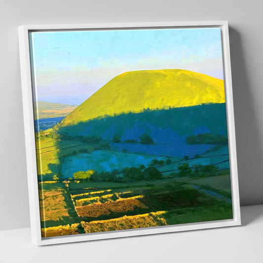 Great Mell Fell Sunlit Dome lake district fell canvas wall art in white frame