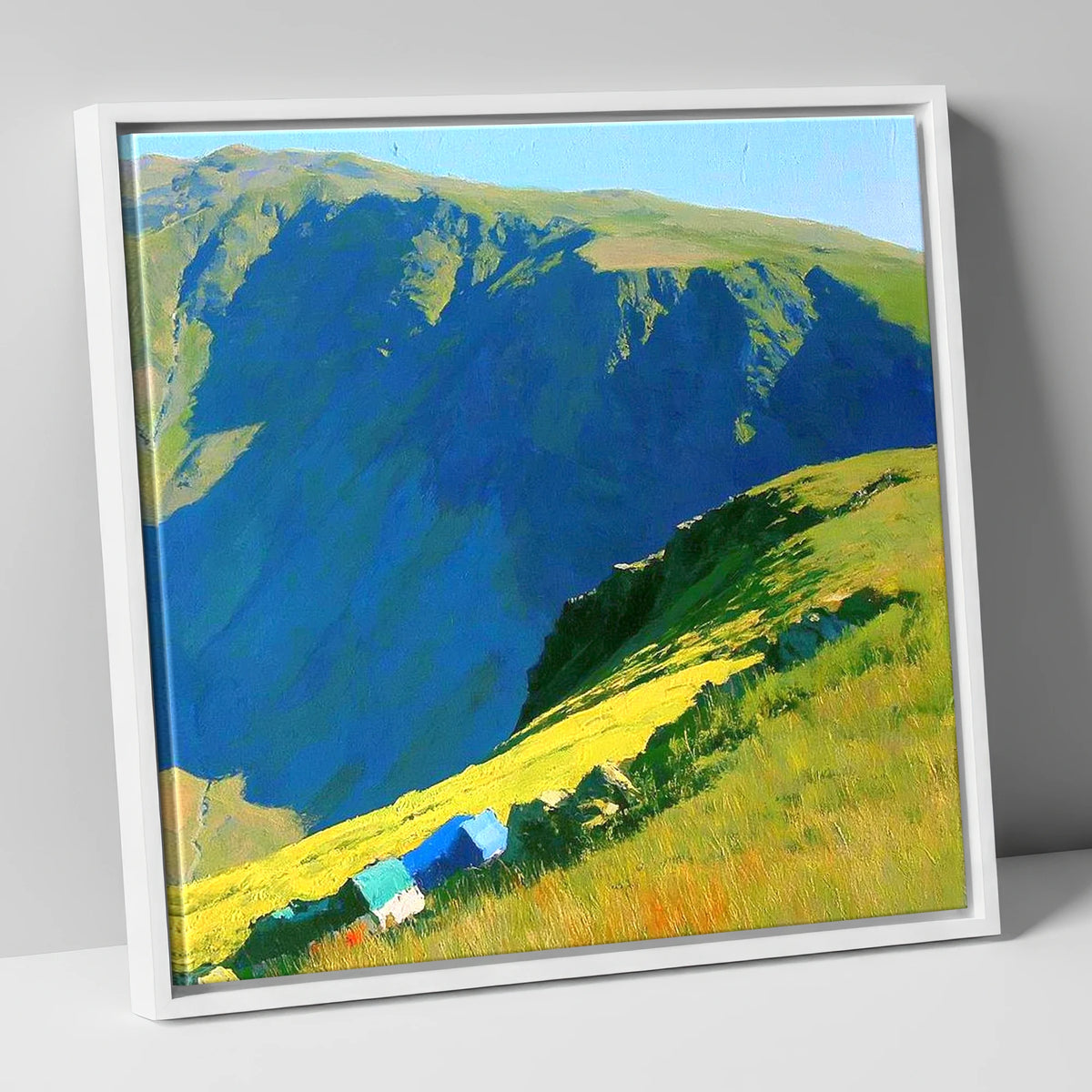 Summer Shadows at Dove Crag lake district fell canvas wall art in white frame