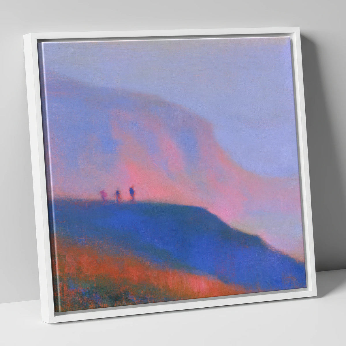 Fell Walkers in Pink Twilight lake district fell canvas wall art in white frame