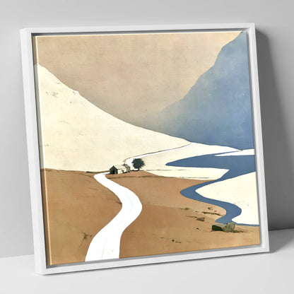 Kirkstone Pass Minimalist Landscape lake district valley canvas wall art in white frame
