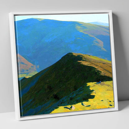 Hartsop Above How Sunlit Ridge lake district fell canvas wall art in white frame