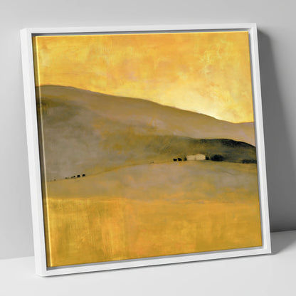 Golden Light on the Fellside lake district sky canvas wall art in white frame