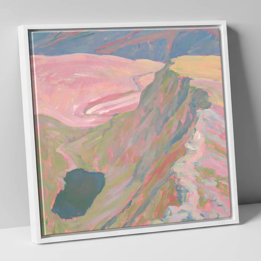 Striding Edge In Pastel Light lake district walking canvas wall art in white frame