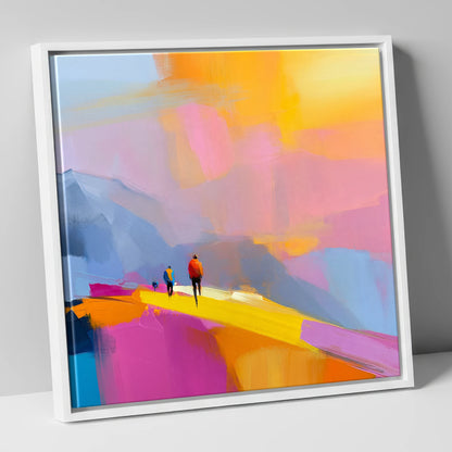 Fell Walkers on Vivid Ridge lake district fell canvas wall art in white frame