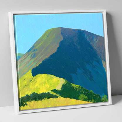 Vibrant Carl Side Ridge Path lake district fell canvas wall art in white frame
