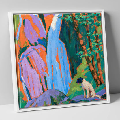 Vibrant Aira Force With Dog aira force wall art canvas wall art in white frame